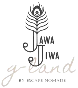 Jawa Jiwa logo with a peacock feather design symbolizing grace and eco-conscious luxury